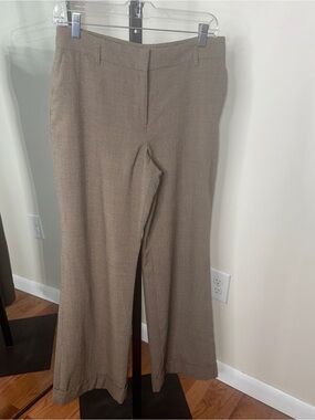 Loft Vintage Houndstooth Plaid Trouser Pants Brown Tan Size 6